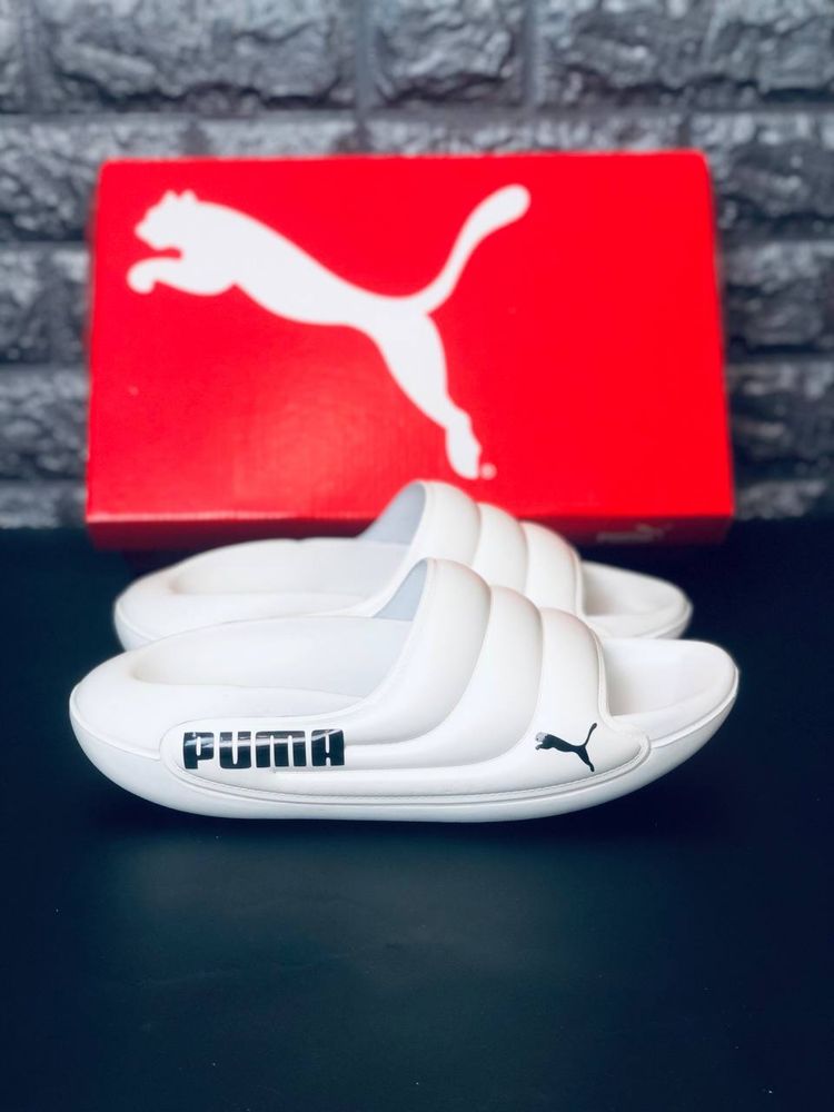 Тапочки Пума белые / Puma тапочки пляжные / капці білі Пума / шлепанці