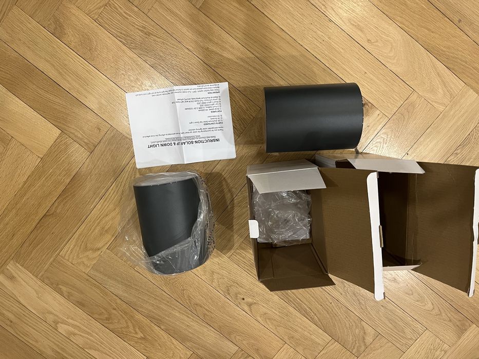 Kinkiet szary solarny zewnetrzny 2 szt okrągly