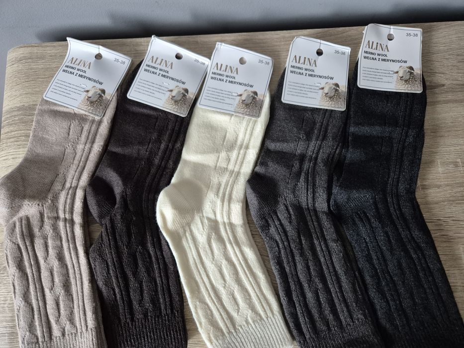 Skarpety damskie długie ciepłe z wełny merynosów 35-38 /39-42