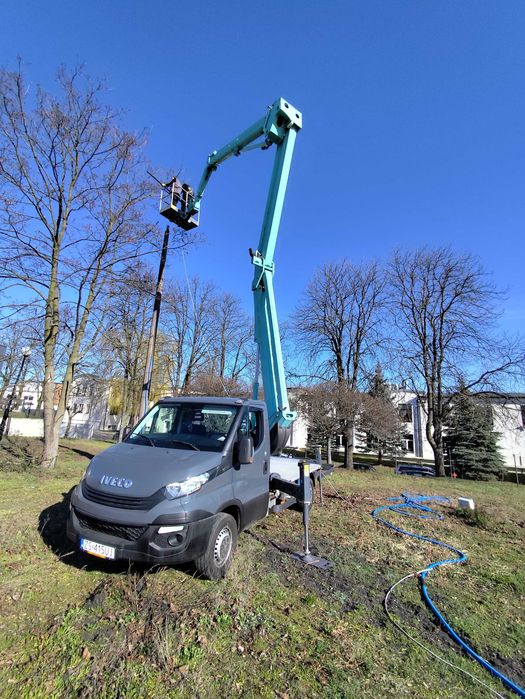 Usługi podnośnikiem koszkowym 21m, Wynajem, Zwyżka, Podnośnik koszowy.