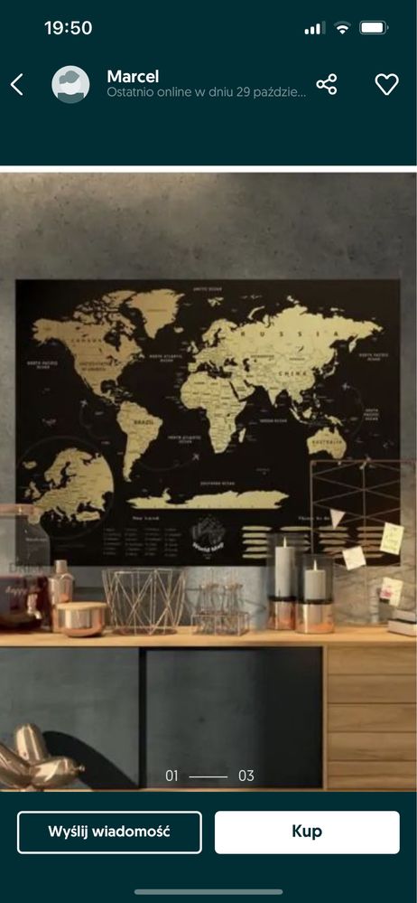Duzy plakat na sciane mapa świata 82x59 tuba Nowy