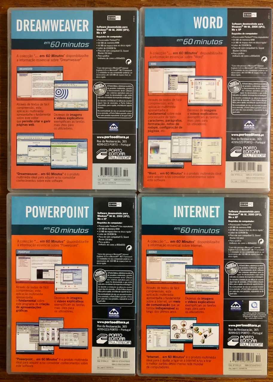 4 CD-ROM PC - INTERNET, POWERPOINT, WORD E DREAMWEAVER