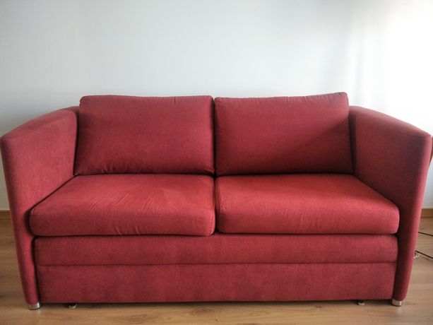 Sofa kanapa dwuosobowa rozkładana czerwona ruda