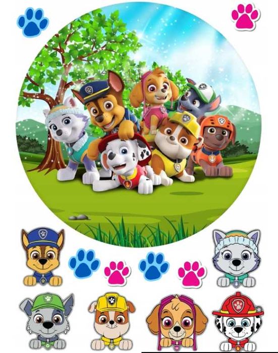 opłatek na tort psi patrol postacie zestaw