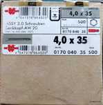 Wkręty do drewna firmy WURTH 4.0 x 35 500 sztuk