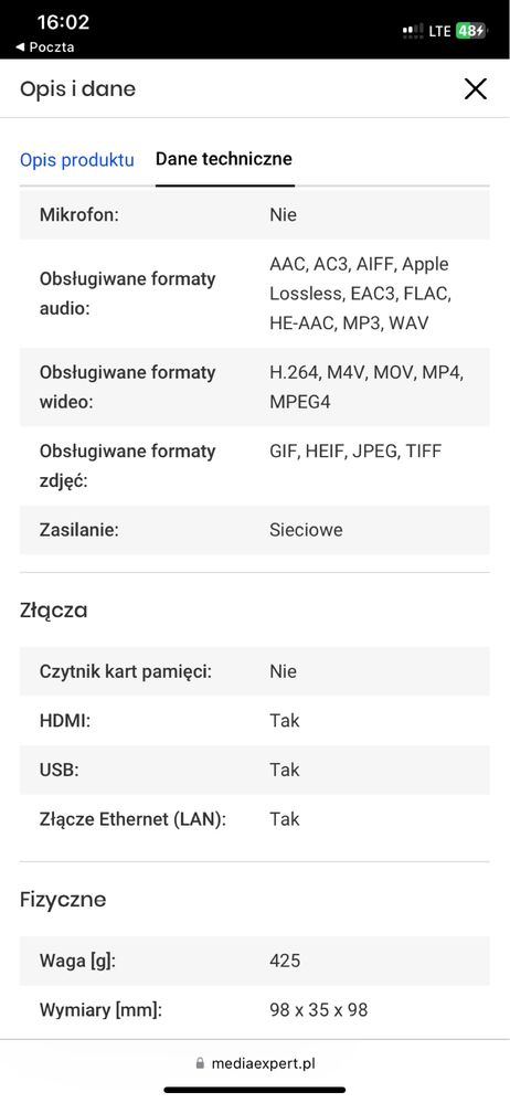 Apple tv hd 32gb czarny