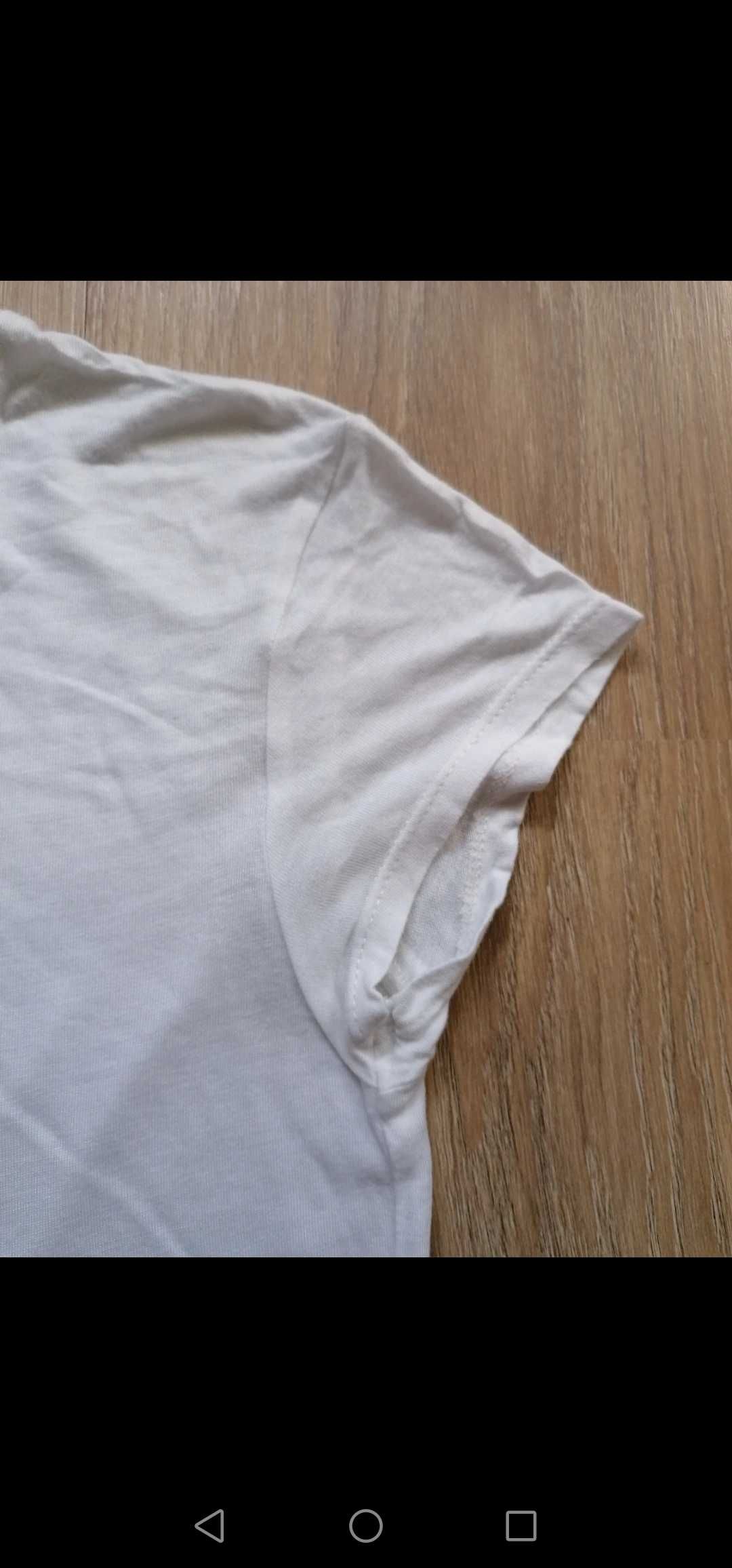 Biała koszulka t-shirt z rozcięciem na plecach Cropp XS