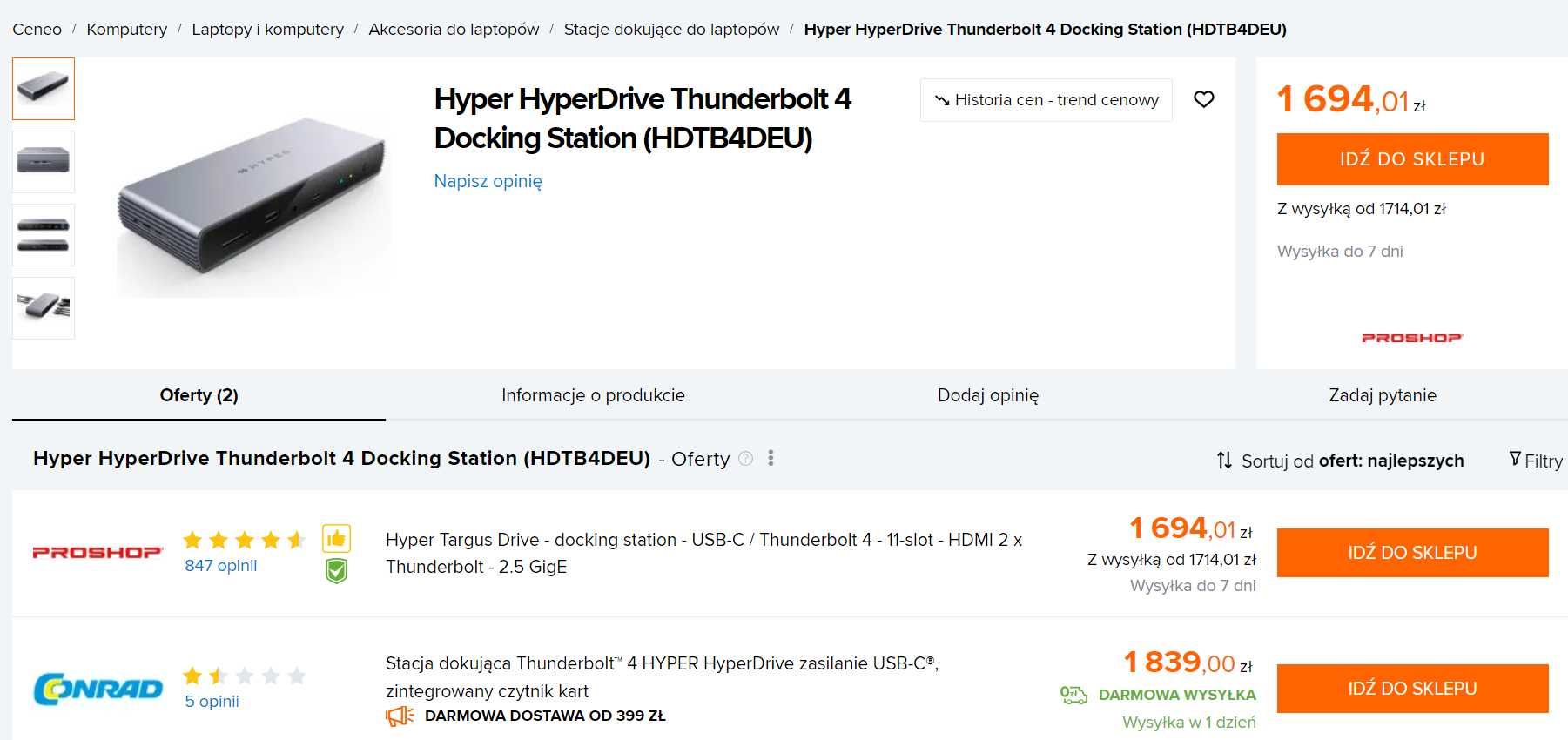 Stacja dokująca Hyper HyperDrive Thunderbolt 4 Docking Station WYGLĄD!