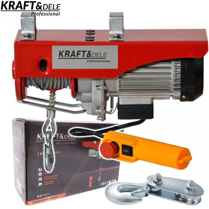KRAFT&DELE Wciągarka Wyciągarka 230v Elektryczna Linowa 250kg KD1524