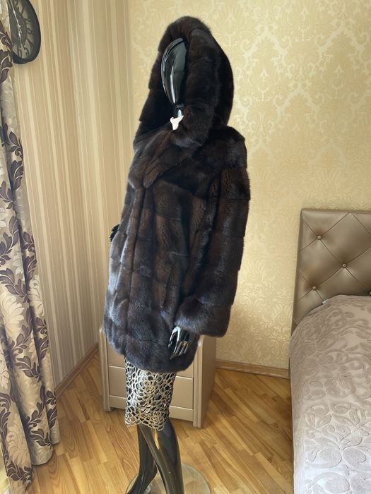 03.11 Примірки Київ! Норкова шуба 80 см з капюшоном, 42-44
