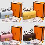 Сумка жіноча Hermes Constance 26 Elan Blue Yellow Brown Pink