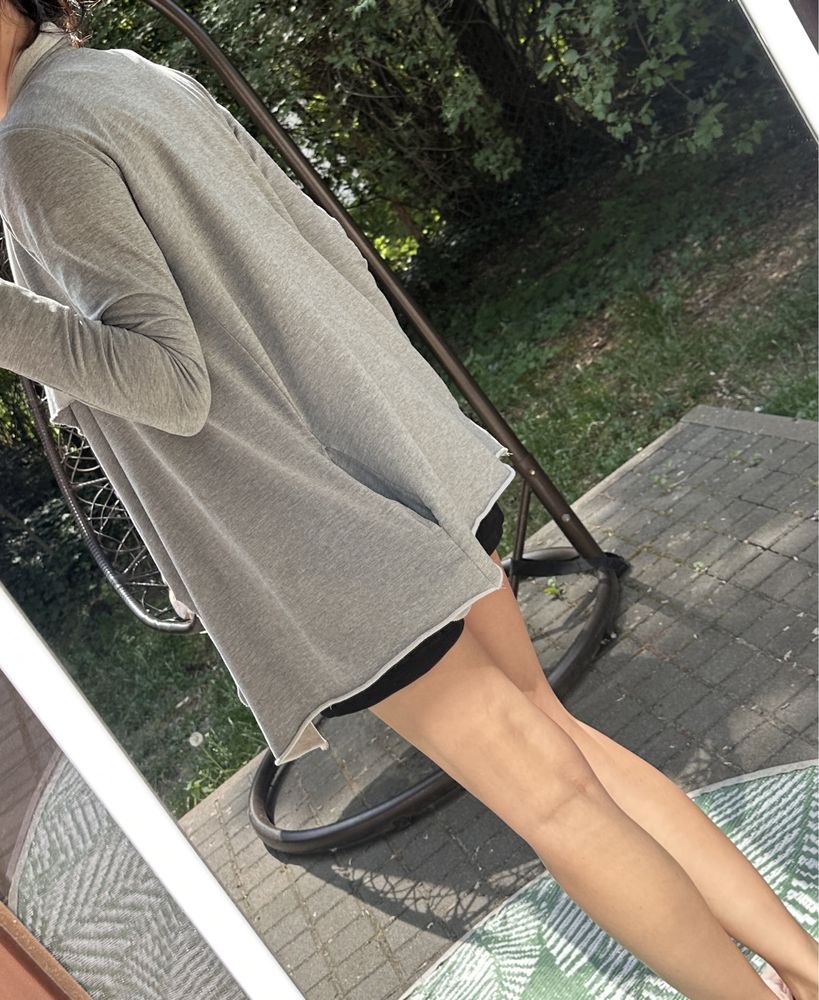 Szary kardigan dresowy narzutka dresowa bluza Diverse XS 34