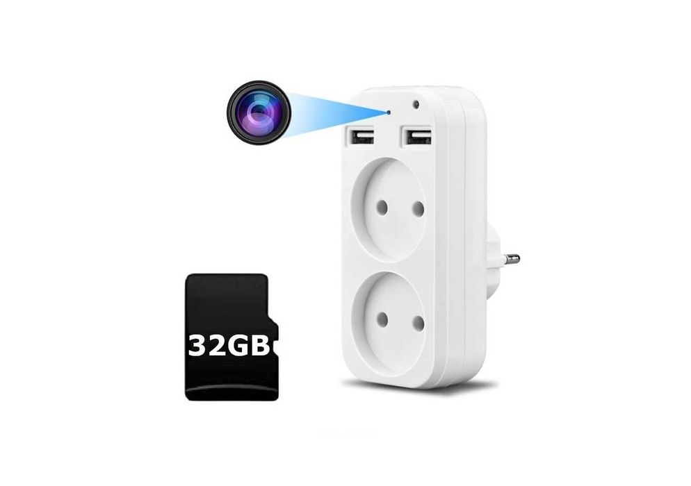 Ukryta Kamera Szpiegowska Rozgałęźnik Adapter Ładowarka 32GB Wifi