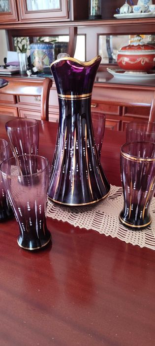 Jarro com 6 copos em vidro