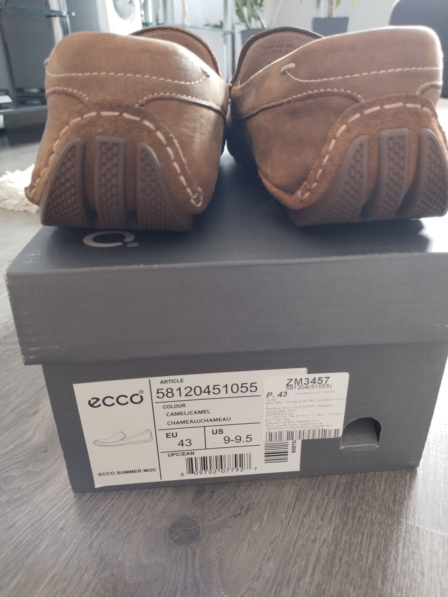 ECCO оригінал,мокасини нубук,топ-сайдери р.43