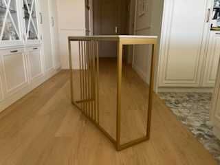 włoska konsolka 100 cm, złoto + jasny blat