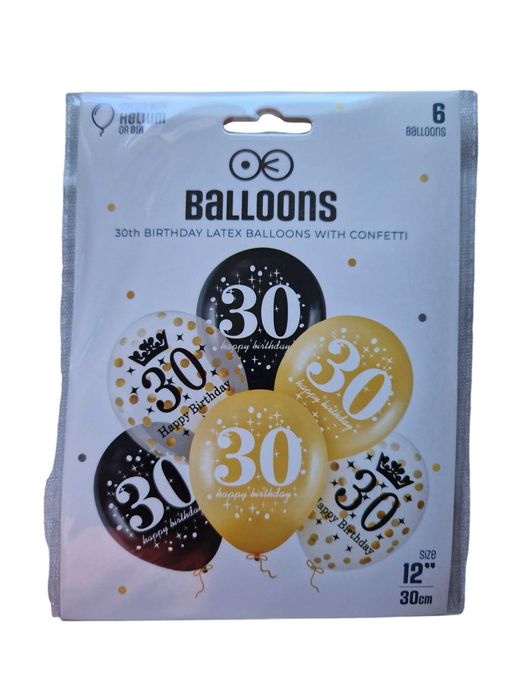 Balony na 30-te urodziny 6 sztuk