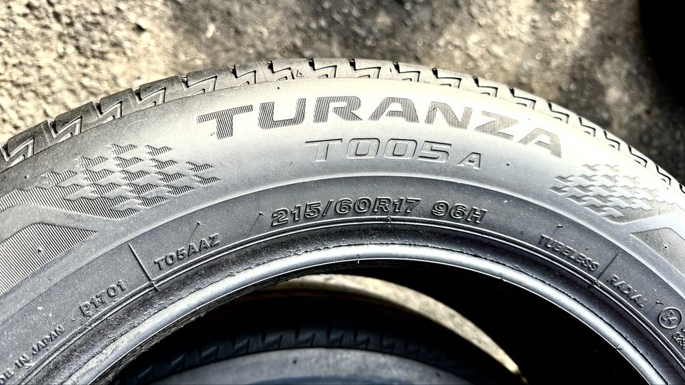 215/60/17 Bridgestone Turanza T005A | 90%остаток | летние шины
