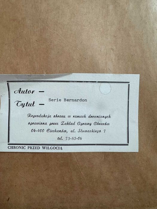 Obraz w ramie drewnianej za szkłem = wymiary : 29 cm x 39 cm