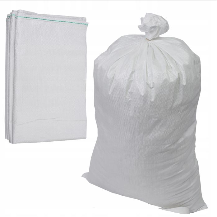 Worki  polipropylenowe biale 80x50 40-45 kg 40 szt 0,75 gr/ szt