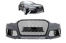 Para-choque frontal preto brilhante e grelha para Audi A6 4G C7 RS4