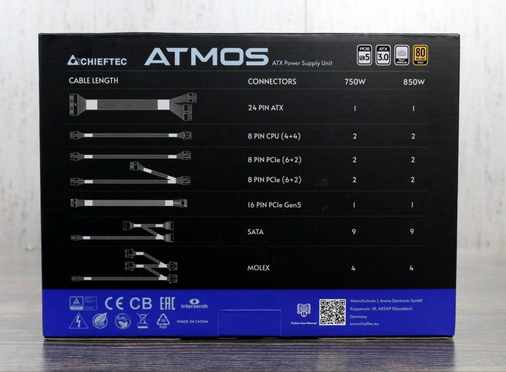 Блок питания chieftec atmos 750w pci 5/0