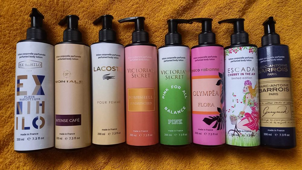 Парфумований лосьйон для тіла, спрей для тіла, сироватка для обличчя