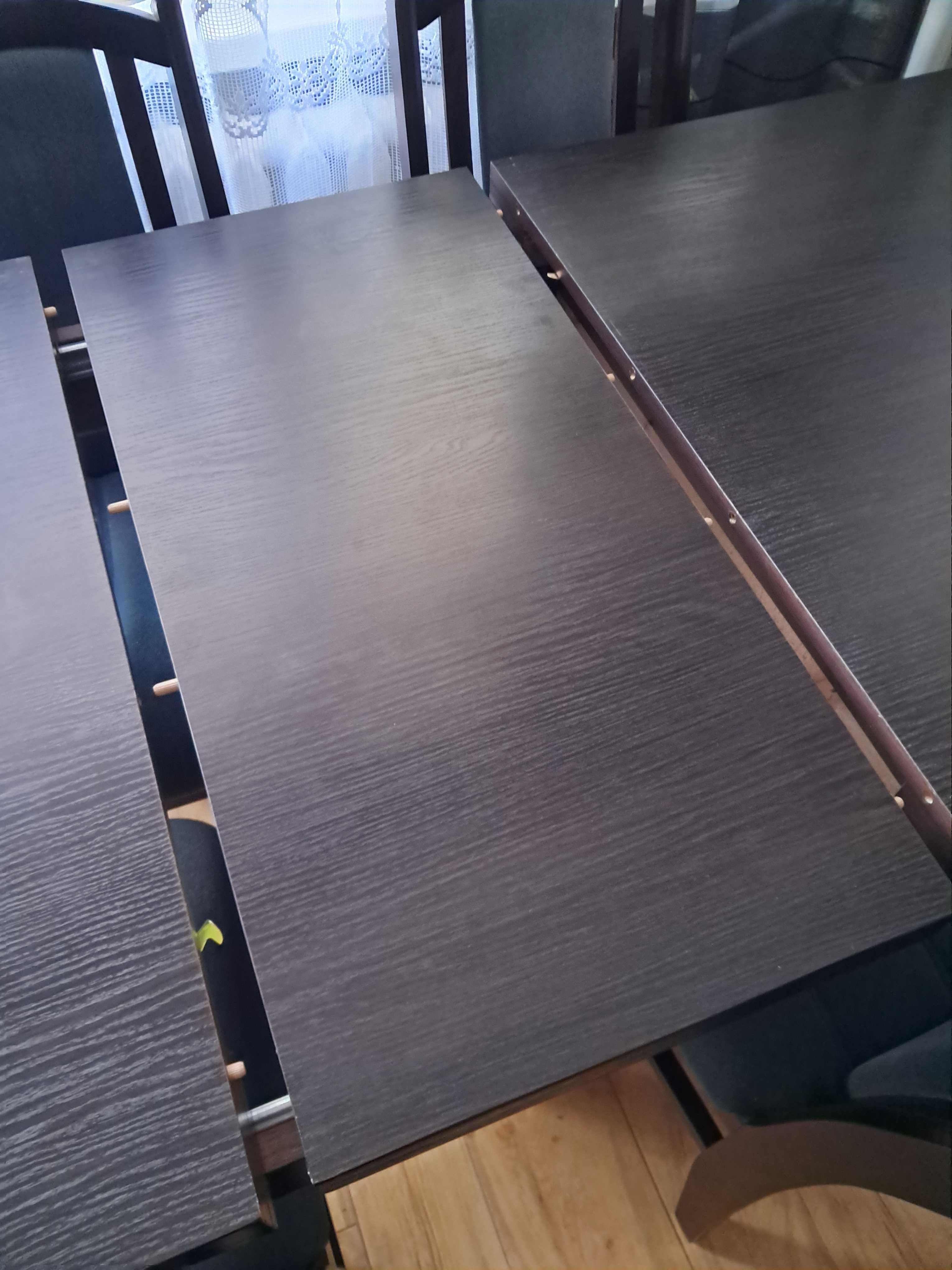 Stół rozkładany 140x80 + 40cm = 180x80 i 4 krzesła wenge ciemny brąz