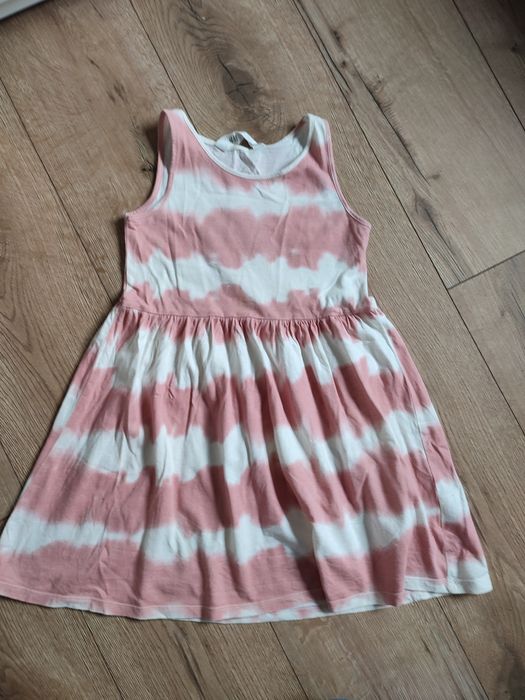 128 h&m sukienka biała różowa ombre