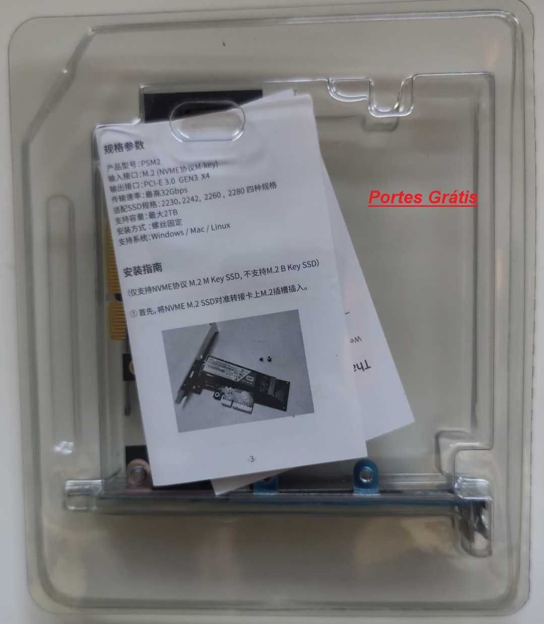 Placa de Expansão Orico para disco SSD M.2 NVMe