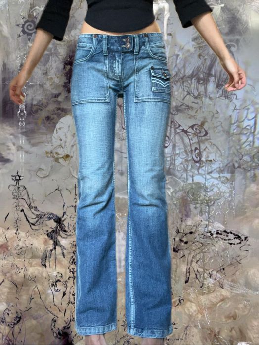 Джинси кльош низька карго посадка y2k нульові вінтажні буткат guess
