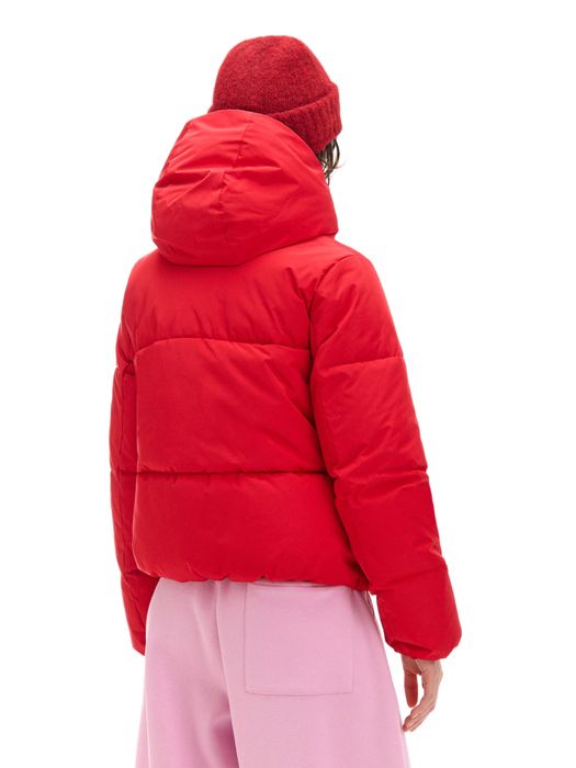 Тепла куртка, коротка, чорна, червона