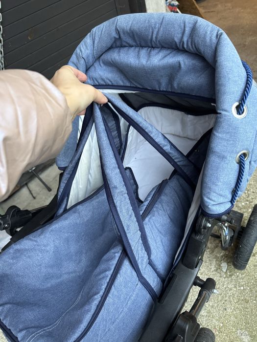 Wózek 3w1 niebieski BabyMerc