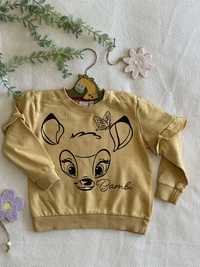 Musztardowa bluza  sarenka Disney falbanki