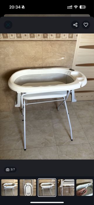 Wanienka sktadana + stojak, materacyk, termometr