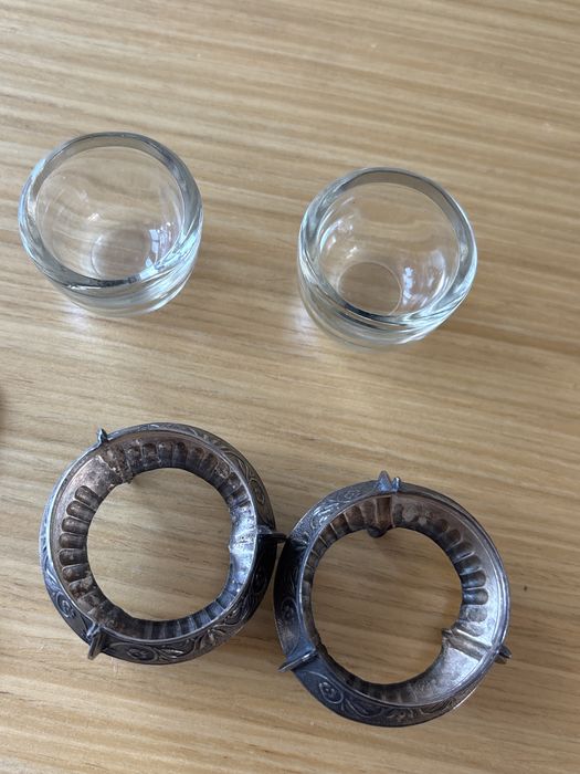 Stara posrebrzana ZSRR JUMMET solniczka z łżeczką - dwie sztuki!