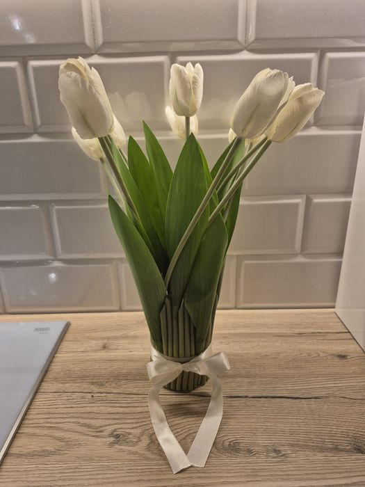 Stroik tulipanów białych Home&You wysokość 38cm