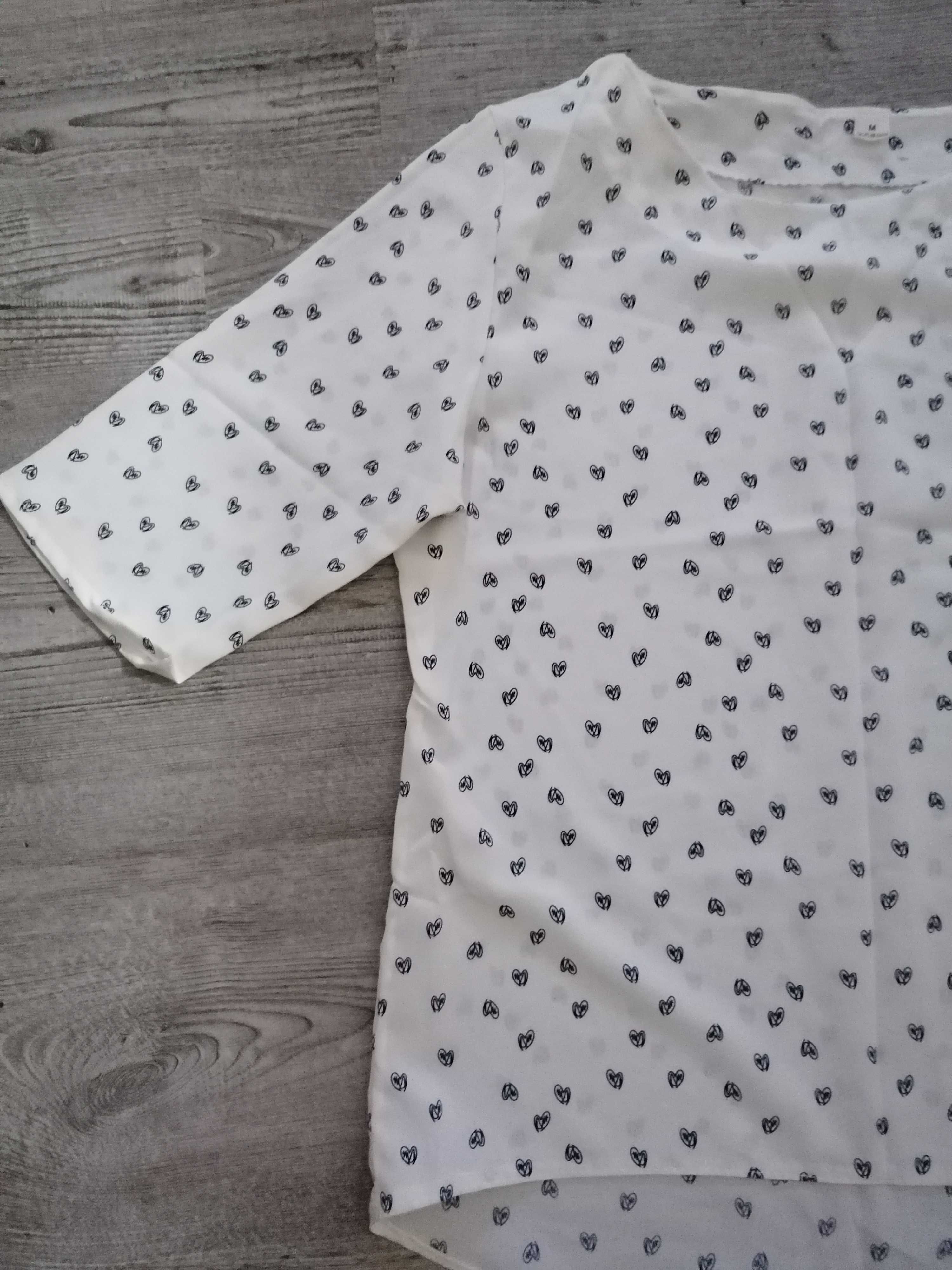 Elegancka bluzka w serduszka letnia biała