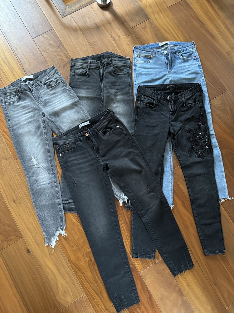 Jeansy spodnie ZARA zestaw 5 par jeansów r 38 rurki