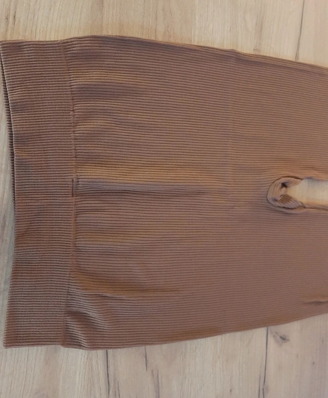 Nowe Leginsy 4XL 48  brązowe prążki karmelowe karmel prążkowane bambus