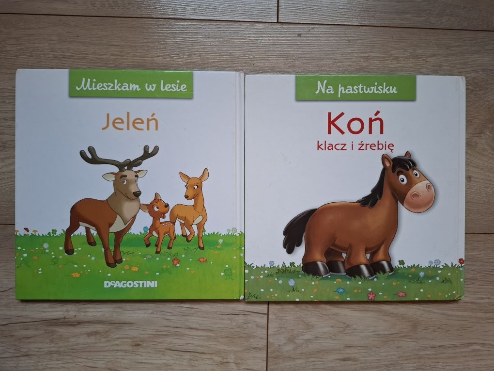 Dwie ksiażeczki dla dzieci, Na pastwisku, Koń, Mieszkam w lesie, Jeleń
