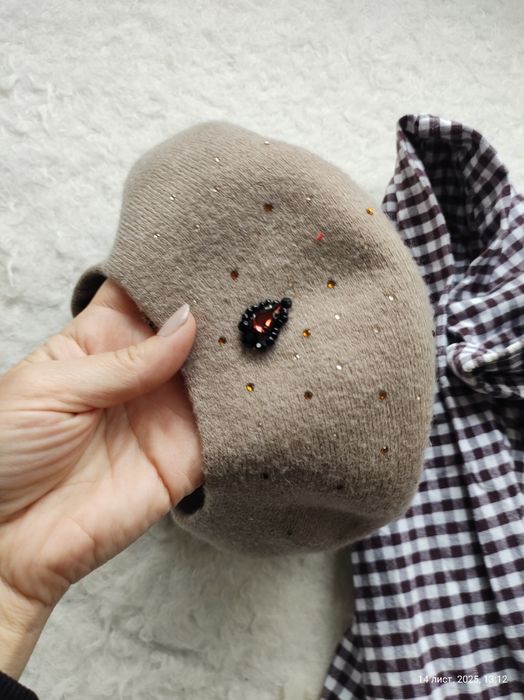 Теплий берет ангора кролик