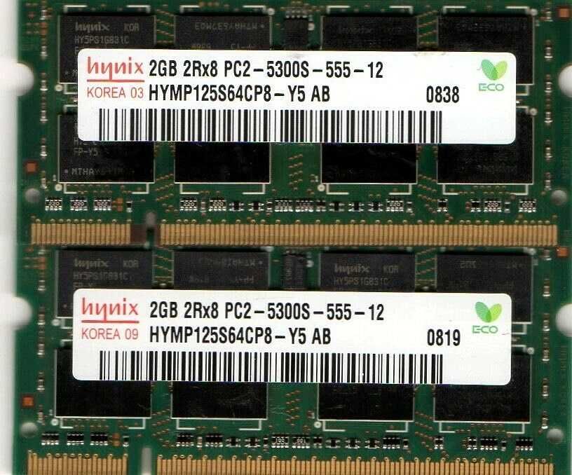 Память 2 х 2 Gb PC2-5300s Hynix