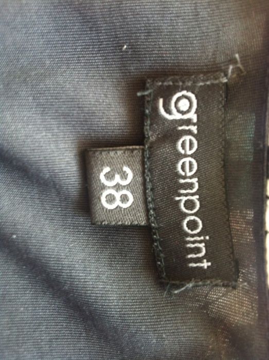 GreenPoint bluzka bombka wzorzysta elegancka czarno biała ściągacz 38