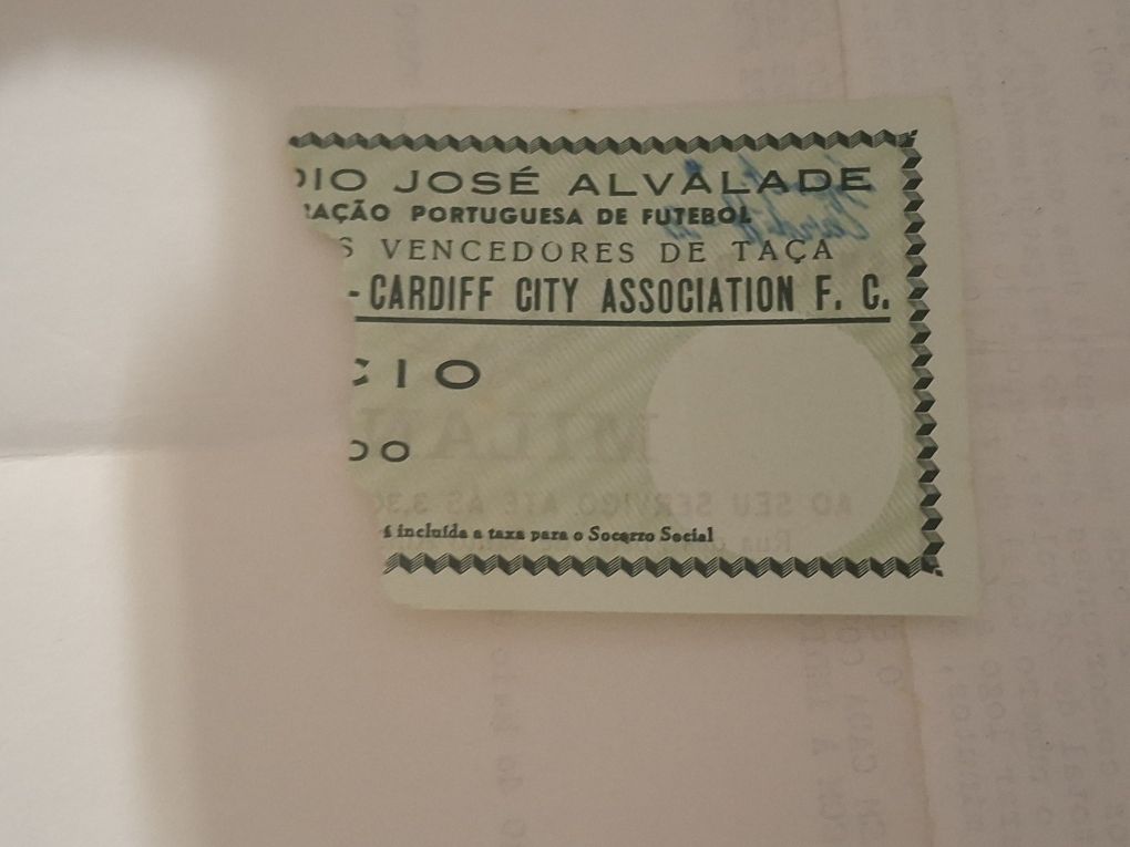 Bilhete jogo antigo uefa Sporting cardiff