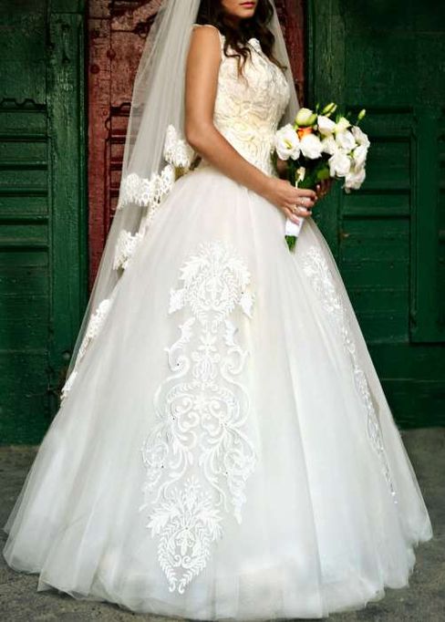 Свадебное платье белое, платье айвори, кружевное, корсет, прокат