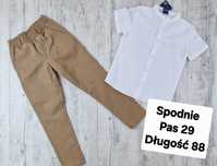 Spodnie 152 eleganckie chłopięce wizytowe bawełniane miekkie karmel