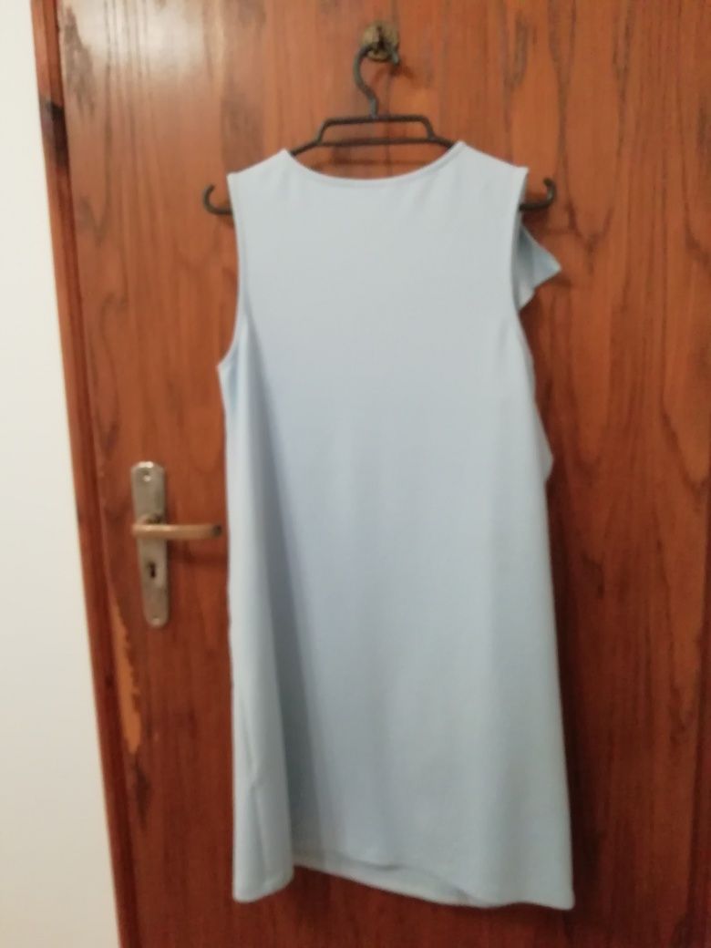 Niebieska sukienka z falbanką bonprix xs 34