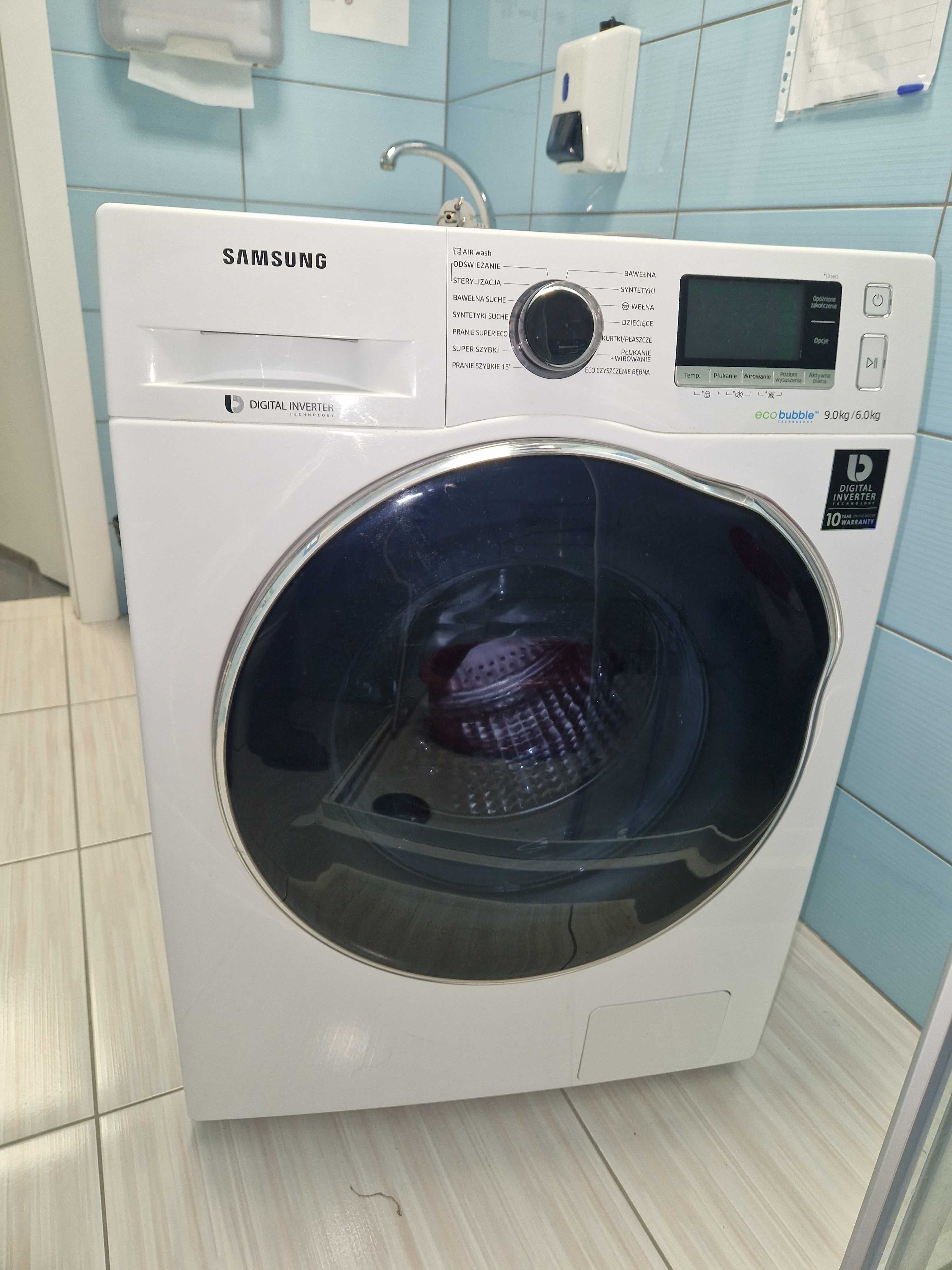 Pralka Samsung EcoBubble WD90J6A10AW/E0 uszkodzona na części