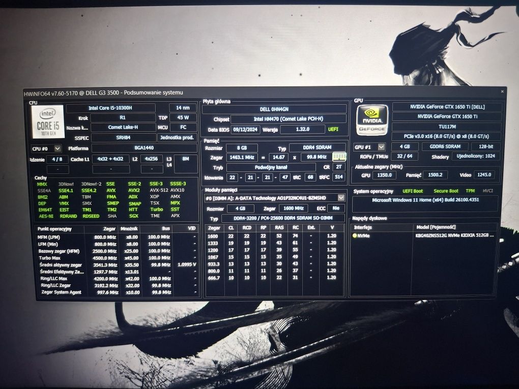 Laptop gamingowy Dell g3